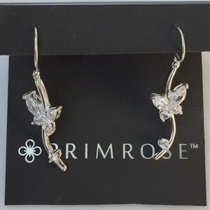 Sterling Silver Cubic Zirconia Butterfly Earrings NWOT